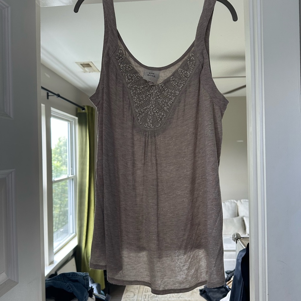 Knox Rose gold Embellished Tank Top- L